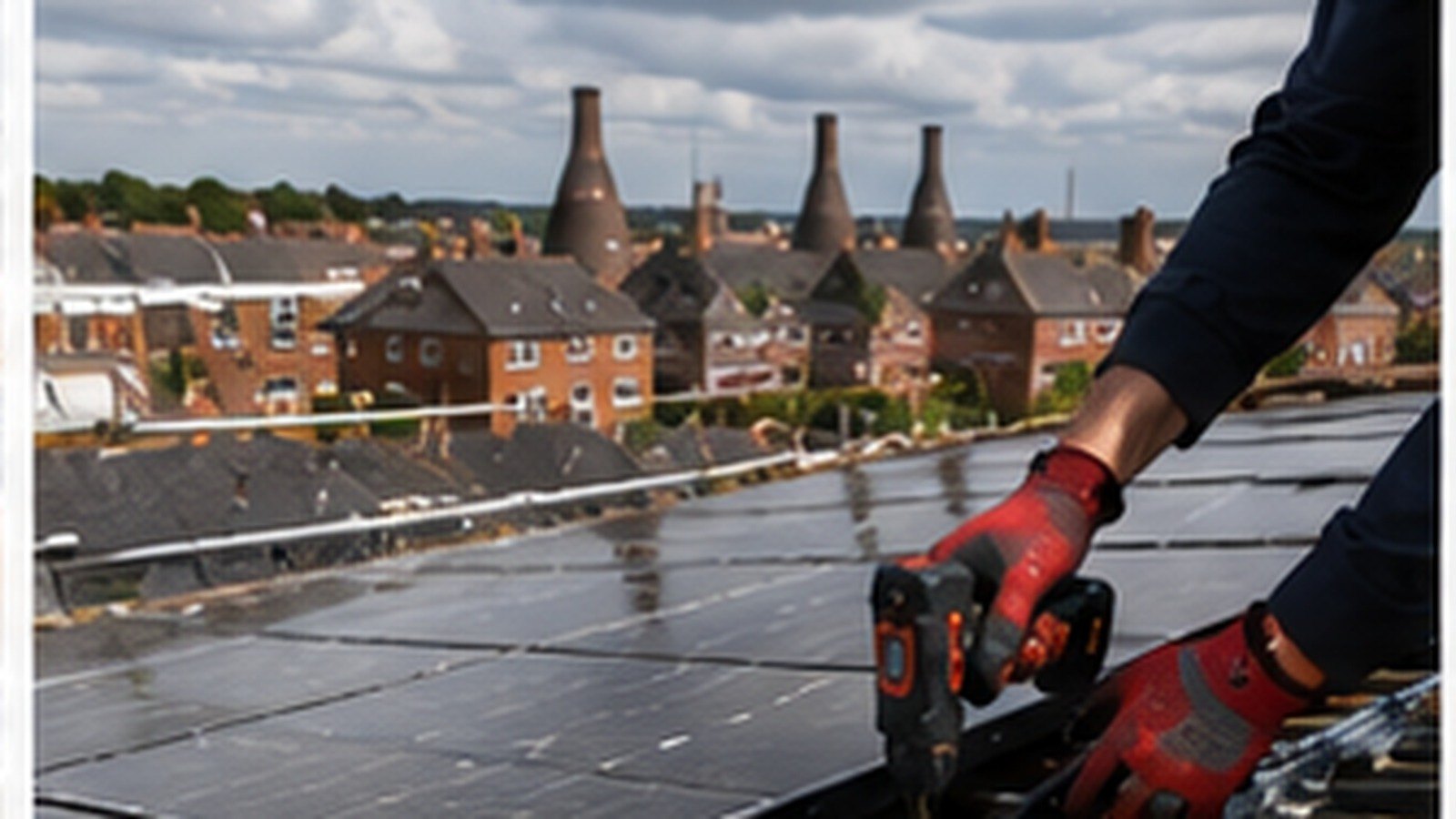 Solar installation in progress on a Stoke-on-Trent home